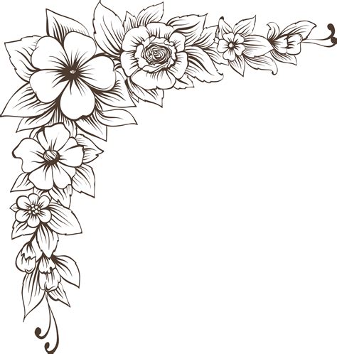 Download 613+ wedding outline flower border design Images